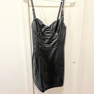 Black leather bustier dress